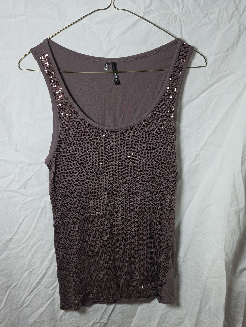 Maurices Sequin Scoop Neck Tank Top - Taupe